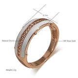 14K Rolled Gold White Enamel AAA Zircon Diamonds Full Paved Glossy Stylish Womens Rings