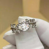 Fabulous Real 1ct Moissanite Diamond Leaf Rings S925 Silver 18k White Gold Colour Wedding Fine Jewellery With GRA