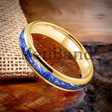 True Blue Galaxy Opal Inlaid Dome Polished 4MM 6MM 8MM Tungsten Men Women Rings