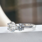 Real 2-4ct D Coluor Round Cut 3 Stone Moissanite Diamond Wedding Engagement Promise Rings 925 Silver Fine Jewellery