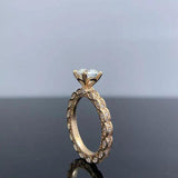 GRA Certified Sparkling 1CT Round Pink Moissanite Diamond Rings for Women Real Silver Wedding Party Fine Jewellery