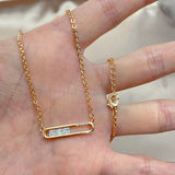 Modern Fashion Filled 14K Rose Gold AAA Zircon Diamonds Square Pendant Necklace - Daily Fine Jewellery