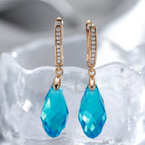 Stunning 14K Gold Filled Luxury AAA Zircon Green Blue Crystal Earrings