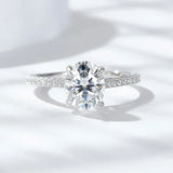 Terrific 3 Carat Oval Cut VVS1 D Colour Moissanite Diamond Silver Engagement Ring