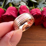Grooved Stepped Finish 4 Colors 8mm Men Women Tungsten Satin Wedding Rings