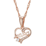 Cute MaMa 14K Rolled Rose Gold AAA Zircon Diamonds Heart Necklace - High Quality Daily Fine Jewellery