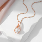 Trendy Glossy Filled Rose Gold of 14-Karat Purity Pearl Drop Necklace For Women -  Luxury Party Jewellery