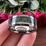Beveled Polished Carbon Fiber  6MM 8MM Men Women Classic Tungsten Wedding Rings