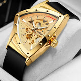 High Range Automatic Mechanical Watches Luminous Luxury Tourbillon Gold Rubber Strap Triangle Skeleton Wristwatches