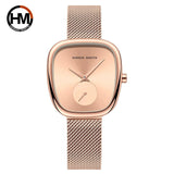 Fashionable Minimalist Style Elegant Ladie's Quartz Wristwatch Wine Barrel Rose Gold or Black Oval Women's Watches