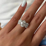 Sensational 3-Stones 6cttw Oval Cut Moissanite Wedding Engagement Ring Sterling Silver Fine Jewellery Rings With GRA