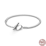 New Sterling Silver Classic Bucket Buckle Shiny Heart-shaped Charm Bracelets - Original Charm Fashion Jewellery - The Jewellery Supermarket