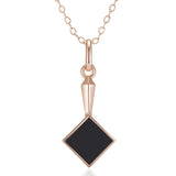 Charming Black Resin Women's Rolled 14K Rose Gold Pendant And Necklace - Fashion Jewellery