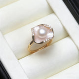Amazing Flower Design Pink Grey Purple White Black Pearl AAA Zircon Diamonds Ring