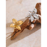 18K Gold Plated Popular Smooth Stainless Steel Flower Adjustable Charm Fashion Ring