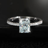 Excellent 1-4carat Radiant Cut VVS1 D Colour Moissanite Silver Engagement Ring