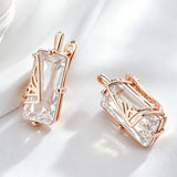 14 Karat Gold Filled Shiny White AAA Zircon Crystals Women's Long Drop Unique Earrings