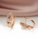 14K Filled Gold Hollow Round Chain With AAA Zircon Diamonds Dangle Elegant Earrings