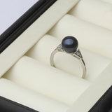 Real Natural  Pink Black White Purple Grey Pearl Silver AAA Zircon Diamonds Rings