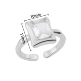 New Fashion Trand Square Quality Zircon Adjustable Stainless Steel Rings For Girls, Women Aesthetic Jewellery - The Jewellery Supermarket