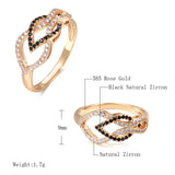 Lovely Crossing Hollow Filled 14K Rose Gold Full Black White AAA+ Zircon Diamonds Women Rings - Fashion Jewellery