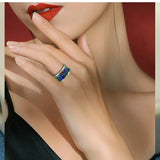 Wide Face Enamel Colourful Lotus Adjustable Open Style Retro Ethnic Handmade Ring