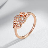 Crystal Flower Design Fashion 14K Rolled Rose Gold AAA Zircon Diamonds Rings for Women - Vintage Fine Jewellery