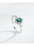 Elegant Deep Green Oval AAAA Lab Created Diamond Crown 925 Sterling Silver Ring