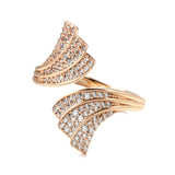 New Design 14K Rolled Rose Gold Micro Wax Inlay AAA Zircon Diamonds Open Ring - Modern Fashion Jewellery