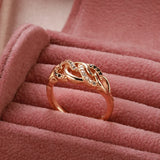 Vintage 14K Rolled Gold Ring Geometric Winding AAA  Zircon Diamonds Ring