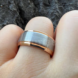 Stepped Beveled Brushed Finish 10MM Classic Men Women Tungsten Carbide Rings