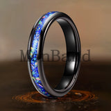 True Blue Galaxy Opal Inlaid Dome Polished 4MM 6MM 8MM Tungsten Men Women Rings
