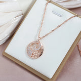 Luxury 14K Filled Rose Gold AAA Zircon Diamonds Circle Design Vintage Crystal Jewellery Necklace