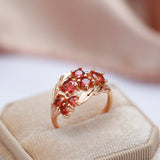 14 Karat Gold Filled Red Shiny AAA Zircon Crystal Elegant Vintage Rings For Women