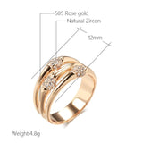 Excellent Unique Fashion 14K Rolled Rose Gold with AAA Zircon Diamonds Wide Big Rings for Women - Modern Jewelry