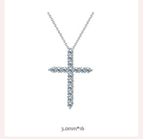 Sparkling Round Cut D Colour Moissanite Diamonds Cross Necklaces - Silver Christian Neck Chain Fine Jewellery - The Jewellery Supermarket