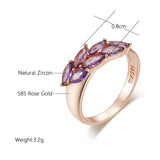 14K Filled Gold Fine Purple Leaf AAA Zircon Crystals Luxury Trendy Rings For Women