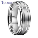 Grooved Stepped Finish 4 Colors 8mm Men Women Tungsten Satin Wedding Rings