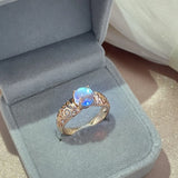 14K Gold Filled Luxury Fashion Texture Gradient Moonstone Crystal Unusual Rings