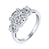 Super 3.5CT Three Stone Silver Sterling Cushion Cut Moissanite Engagement Wedding Ring Certified Jewellery For Women