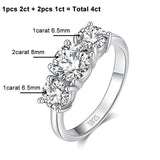 Splendid 3-stone S925 Sterling Silver with 14CGP Moissanite Diamonds Rings Engagement Wedding Promise Jewellery