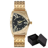 Luxury Classic Brand Multicolour Triangle Quartz Wristwatches -  Dial wth Roman Numerals Business Mens Wristwathes