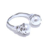 18K Gold Plated Imitation Pearls Stainless Steel Geometric Cast Charm Trendy Ring