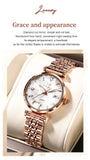 Elegant Luxury Zircon Diamond Rose Gold Colour Stainless Steel Waterproof Date Ladies Dress Wristwatches, Ideal Gift