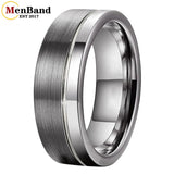 Offset Groove Polished Brushed Finish 6MM 8MM Womens Mens Tungsten Carbide Rings