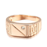 14K Rolled Gold Minimalist Belt Shape AAA Zircon Diamond Large Size Fashion Ring