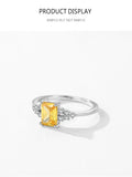 Luxury Sparkling Princess Cut Yellow AAAA Lab Created Diamond Silver Fine Ring