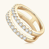 GRA Certified Double-Row Half Eternity Moissanite Diamonds Wedding Engagement Rings Sterling Silver Fine Jewellery
