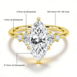 Impressive GRA Certified 2CT Marquise Cut Moissanite High Quality 14K Gold Filled Ring