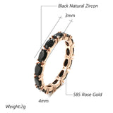Unique Black AAA Zircon Crystal Setting 14K Rolled Gold Ring Luxury Fashion Jewellery